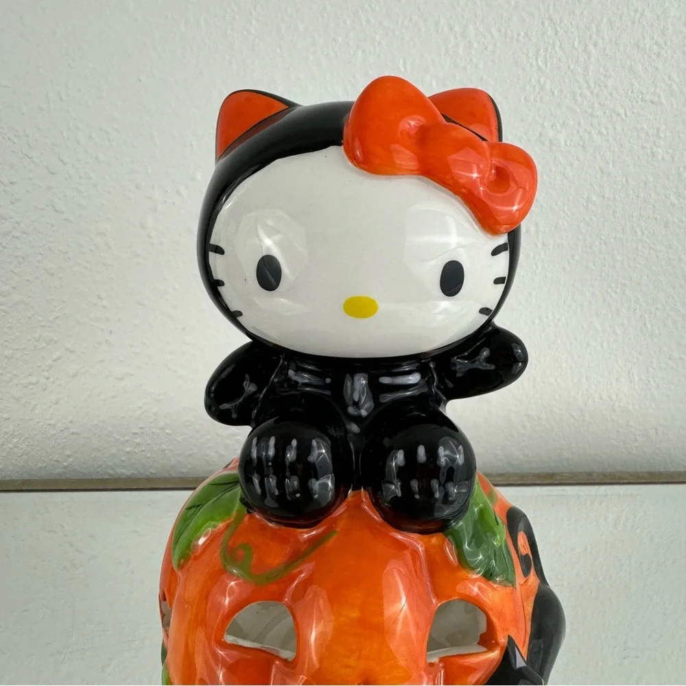 Hello Kitty Blue Sky Halloween Pumpkin Jack-O-Lantern Tea Light Candle Holder